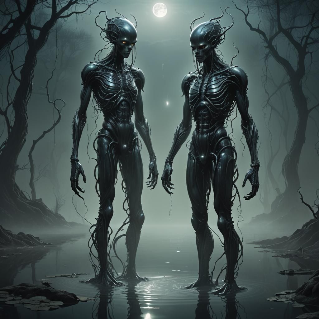 Dark Fantasy Creature Embracing Mystical, Ominous Atmosphere