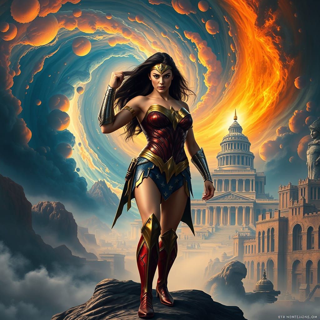 Wonder Woman in Mystical Metropolis - Fantasy Concept Art