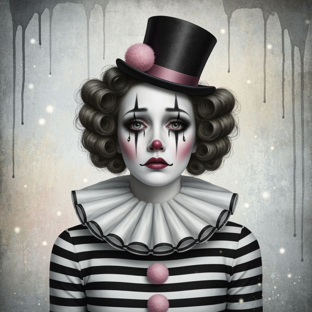 Melancholic Clown Portrait in Surreal Ethereal Style