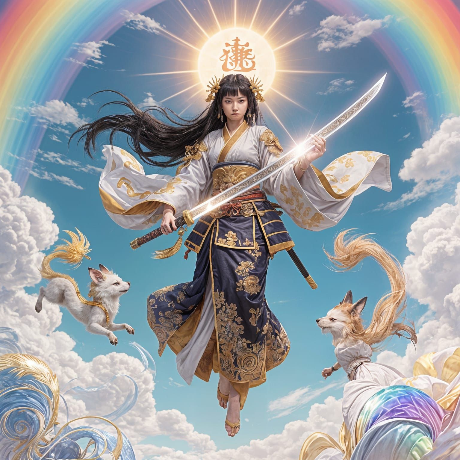 Amaterasu in Shinto Robe and Samurai Armor