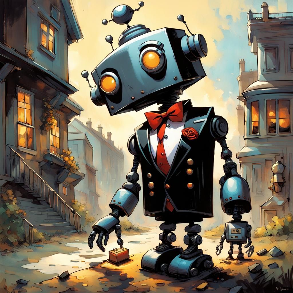 Robot Butler in Traditional Outfit