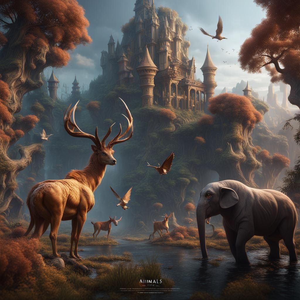Fantastical Animals in Detailed Matte Painting