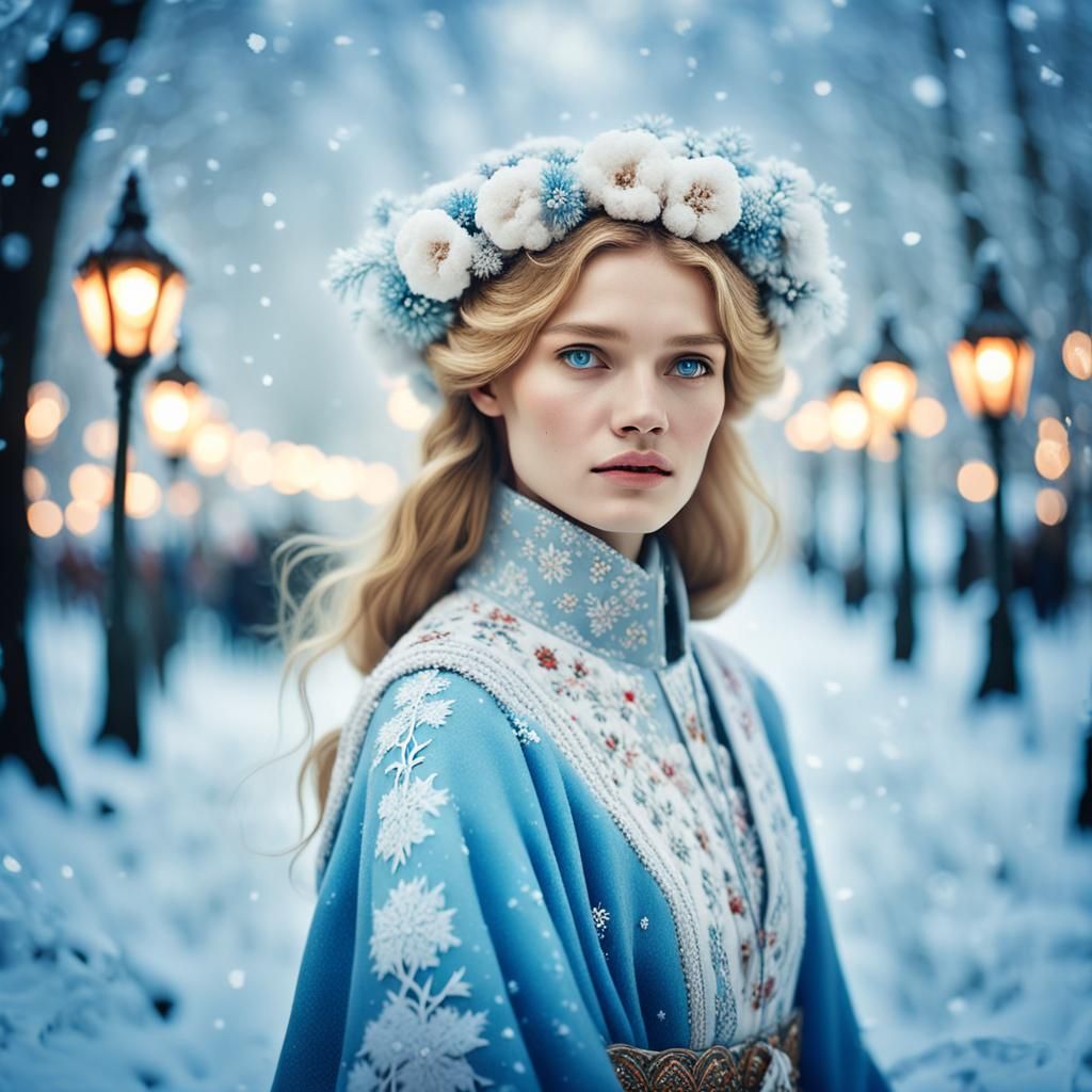 Russian Model in Winter Wonderland: A Digital Portrait