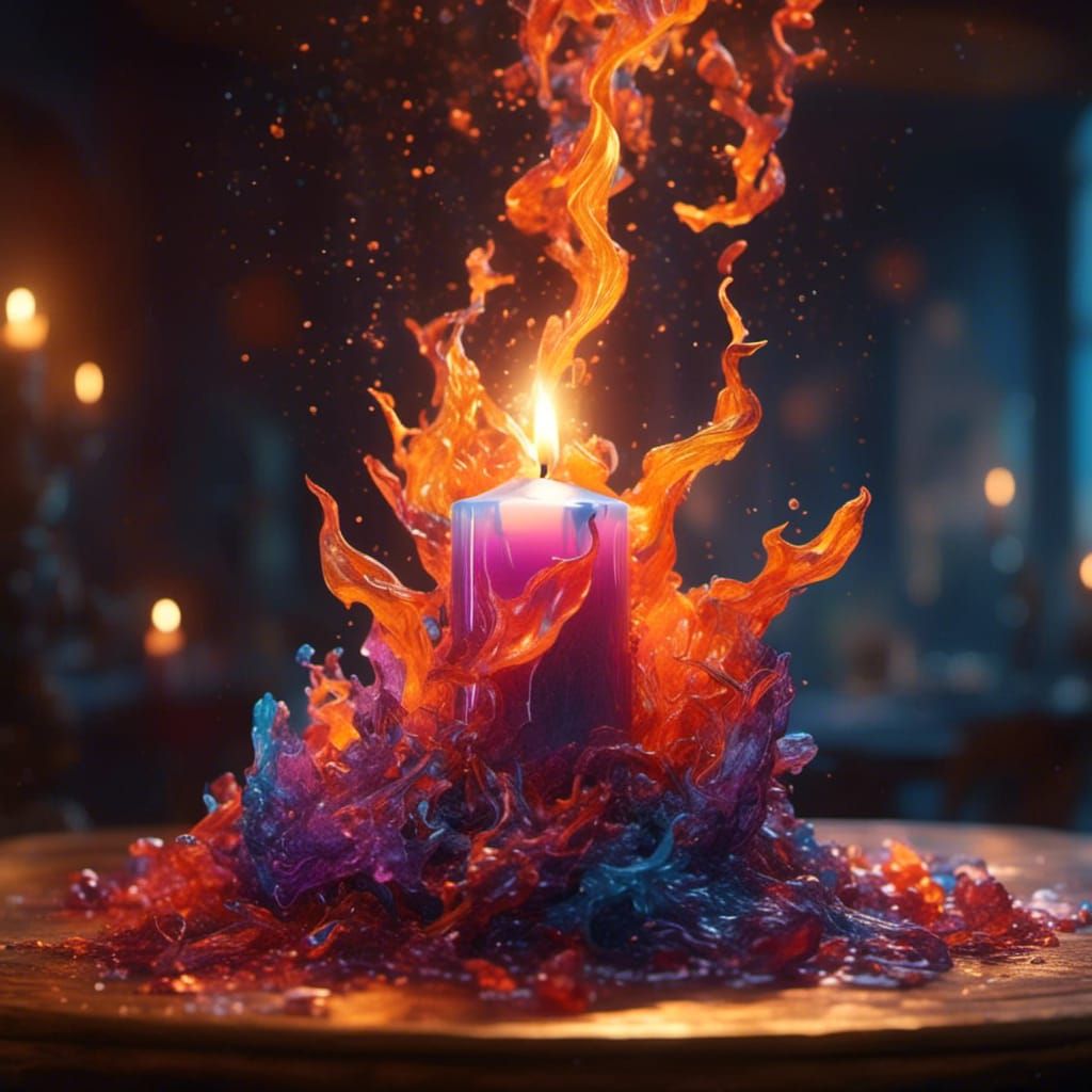 Hyperrealistic Candle with Flickering Flame