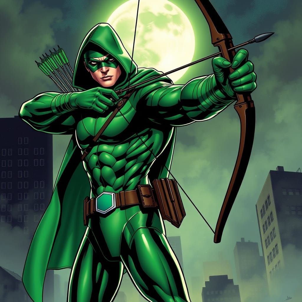 Emerald Vigilante Soars Through City Skies in Comic Book Sty...