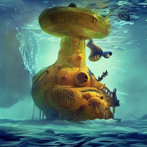 Yellow Submarine in Deep Blue: Digital Hyperrealism