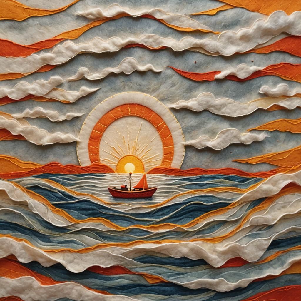 Handmade Felt Sunrise Scene: A Serene Creation