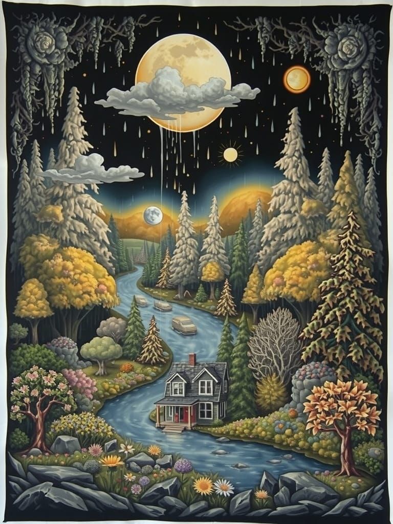 Stormy Night in a Surreal Pacific Northwest Landscape