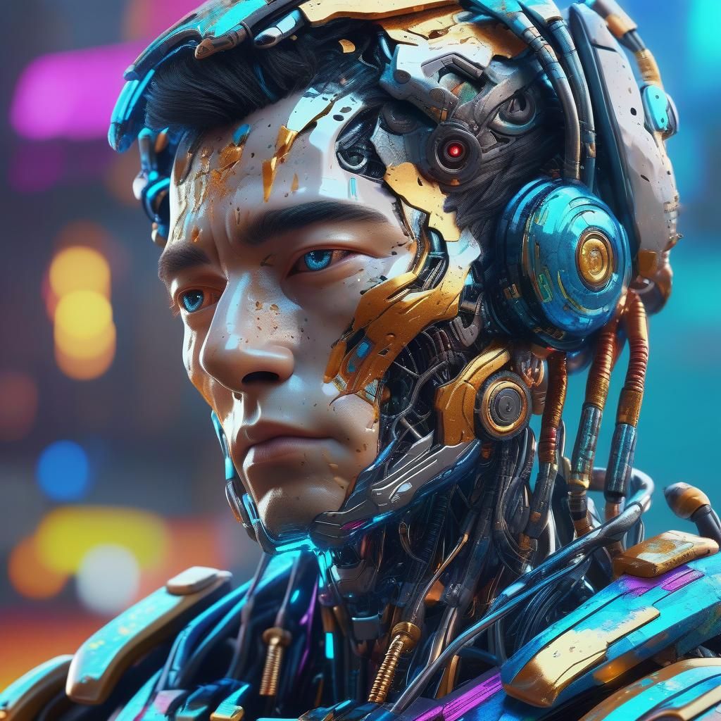 Detailed Hyperrealistic Robot from Another Planet