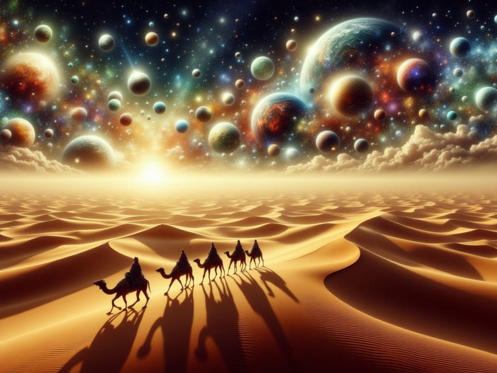 Surreal Caravan Ascends into Celestial Realms