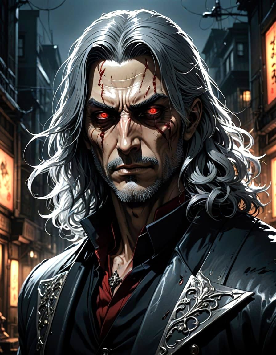 Brooding Vampire Lord Alucard Exudes Regal Sorrow in Mysteri...