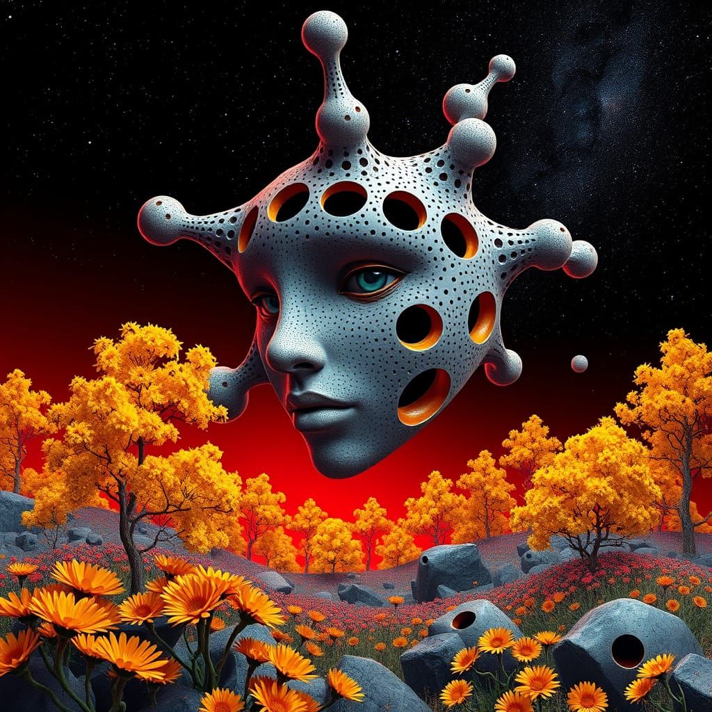 Surreal Molecular Face in Quantum Entanglement