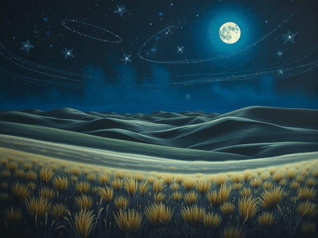 Majestic Prairie Night Sky Over Rolling Hills