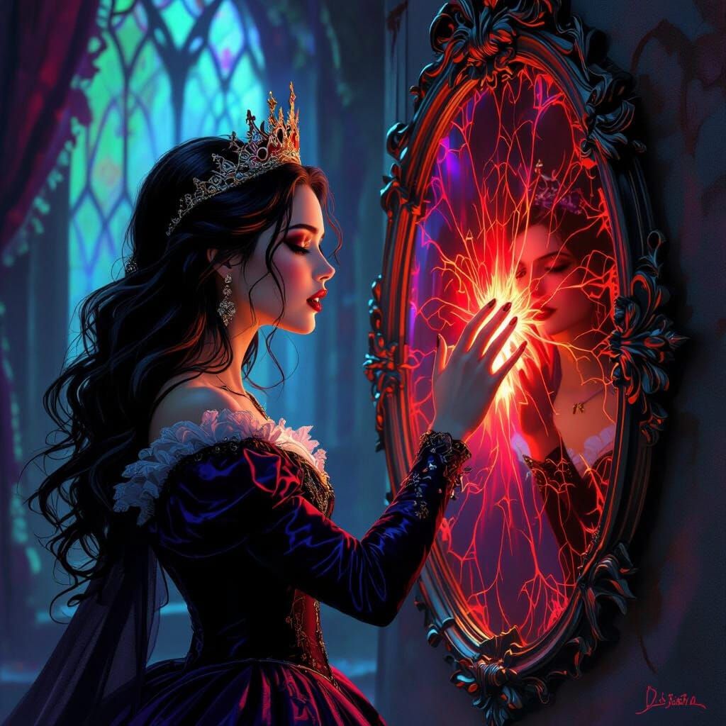 Evil Queen Embraces Revenge with Sinister Mirror