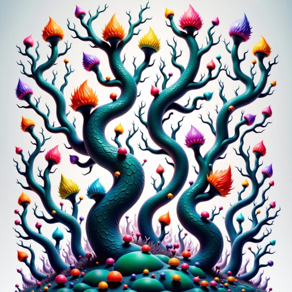 Kaleidoscopic Creatures in a Surreal Dreamscape
