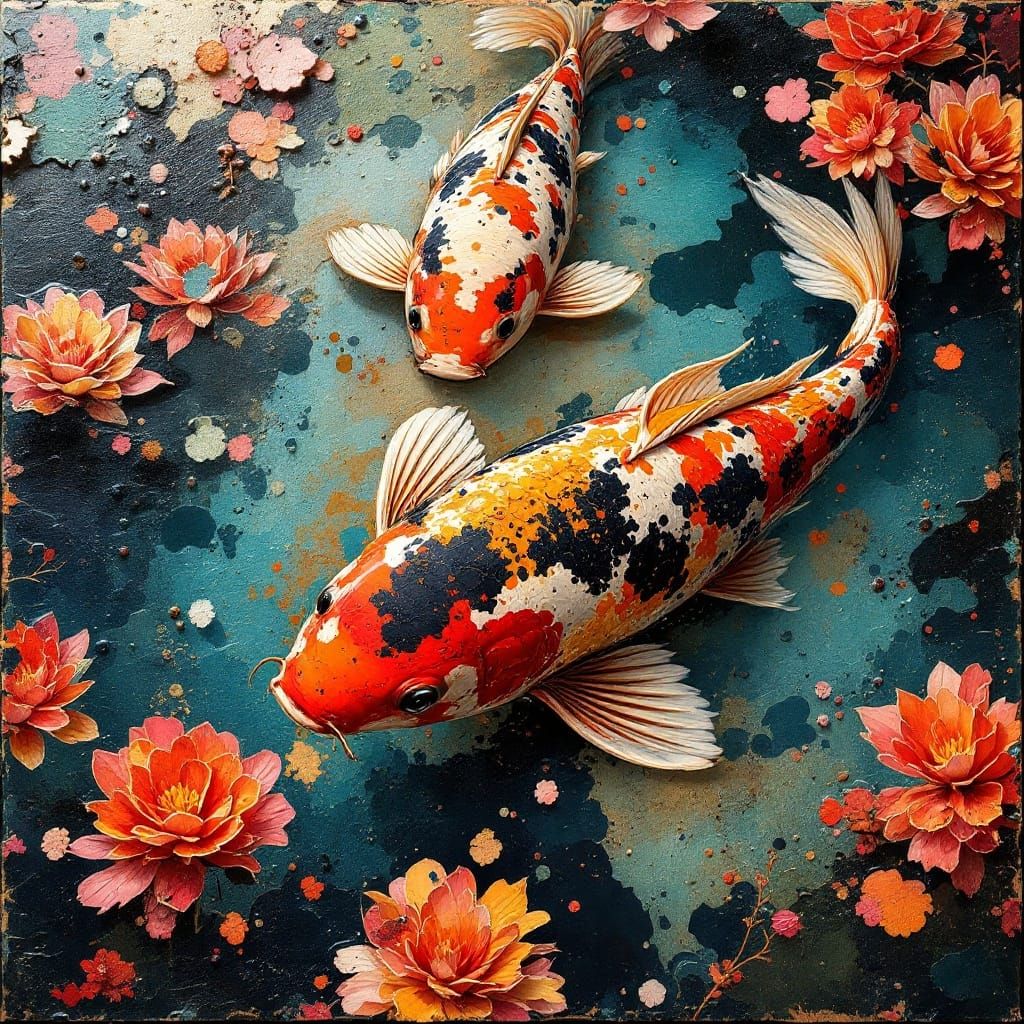 Japanese Garden on a Vibrant Painted Pallet