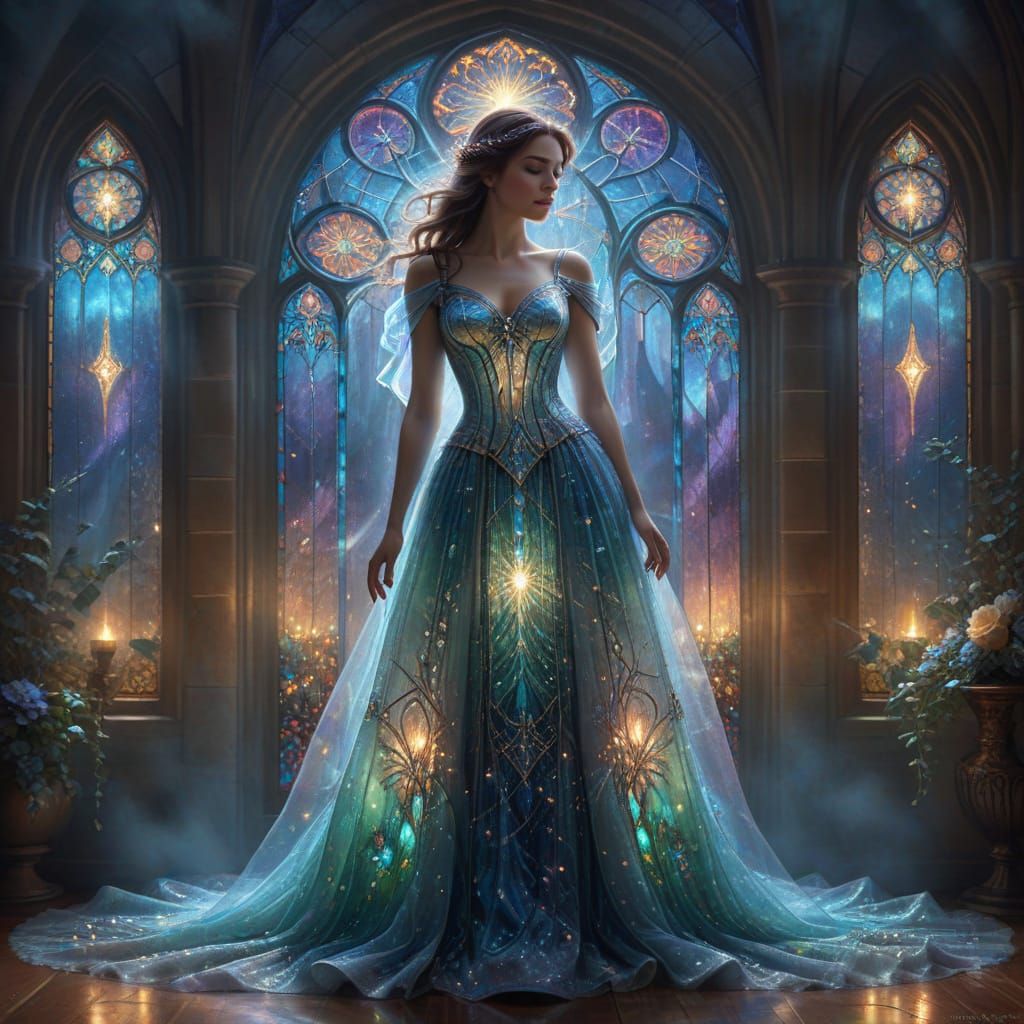 Ethereal Stained Glass Gown in Mist