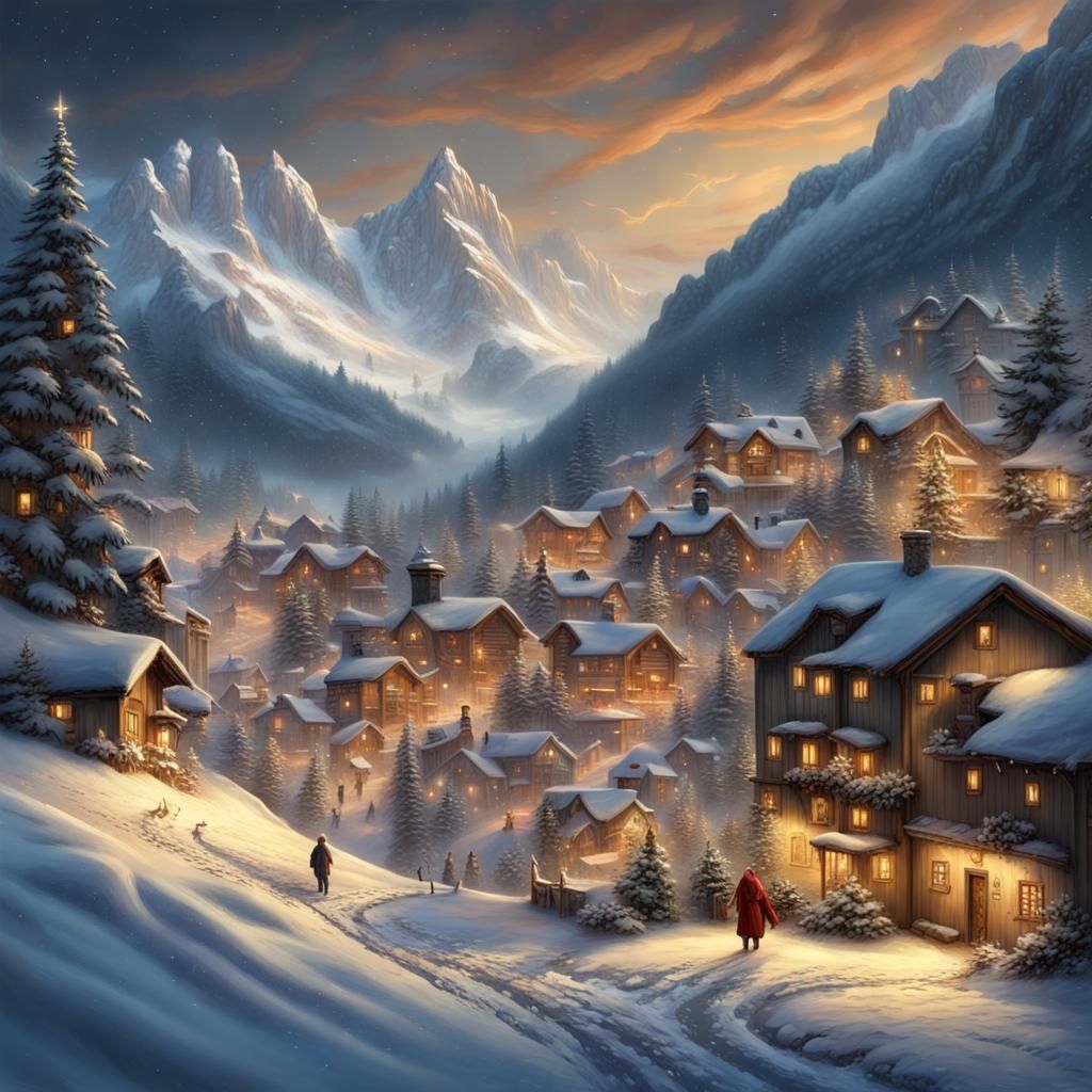 Small village in Freiburg (Switzerland) during the Christmas...