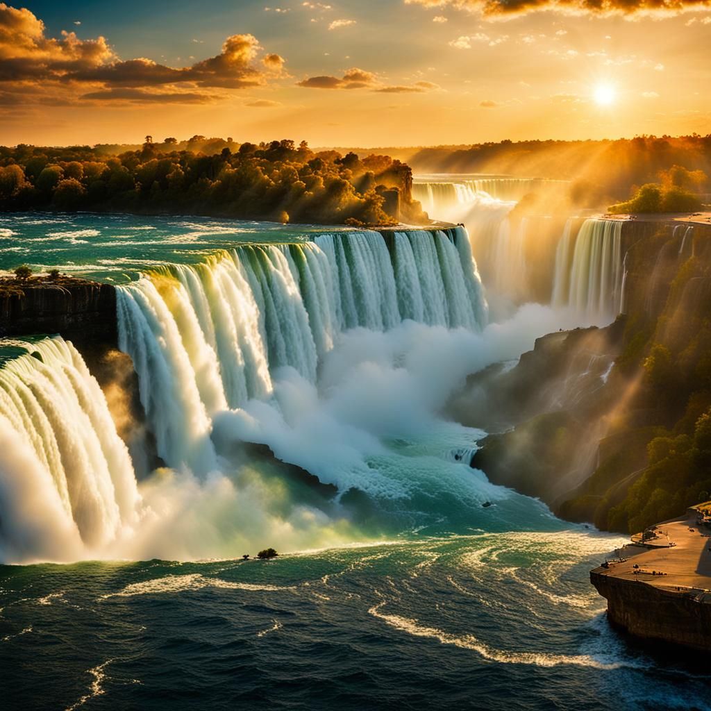 Niagara Falls Sunset: A Majestic Cascade of Water