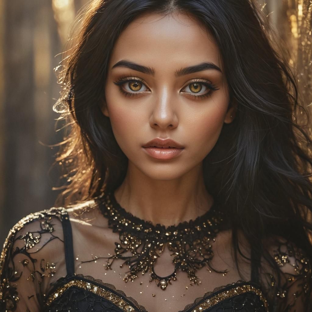 Strikingly Beautiful Girl with Golden Eyes