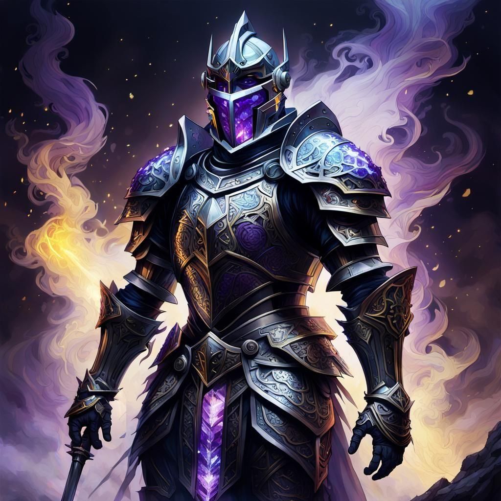 Prismatic Knight in Hyperdetailed Dark Fantasy