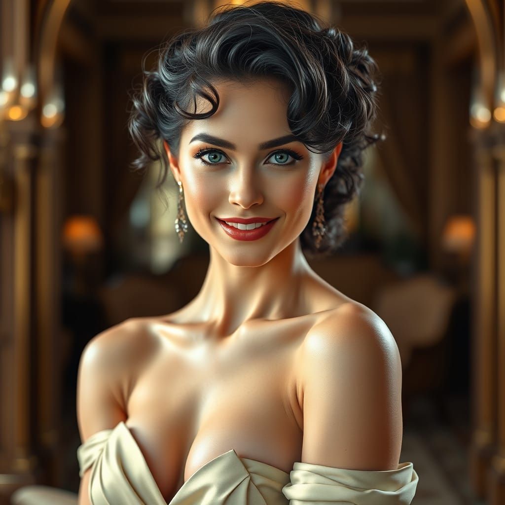 Glamorous Woman in Art Nouveau Fashion Editorial Style