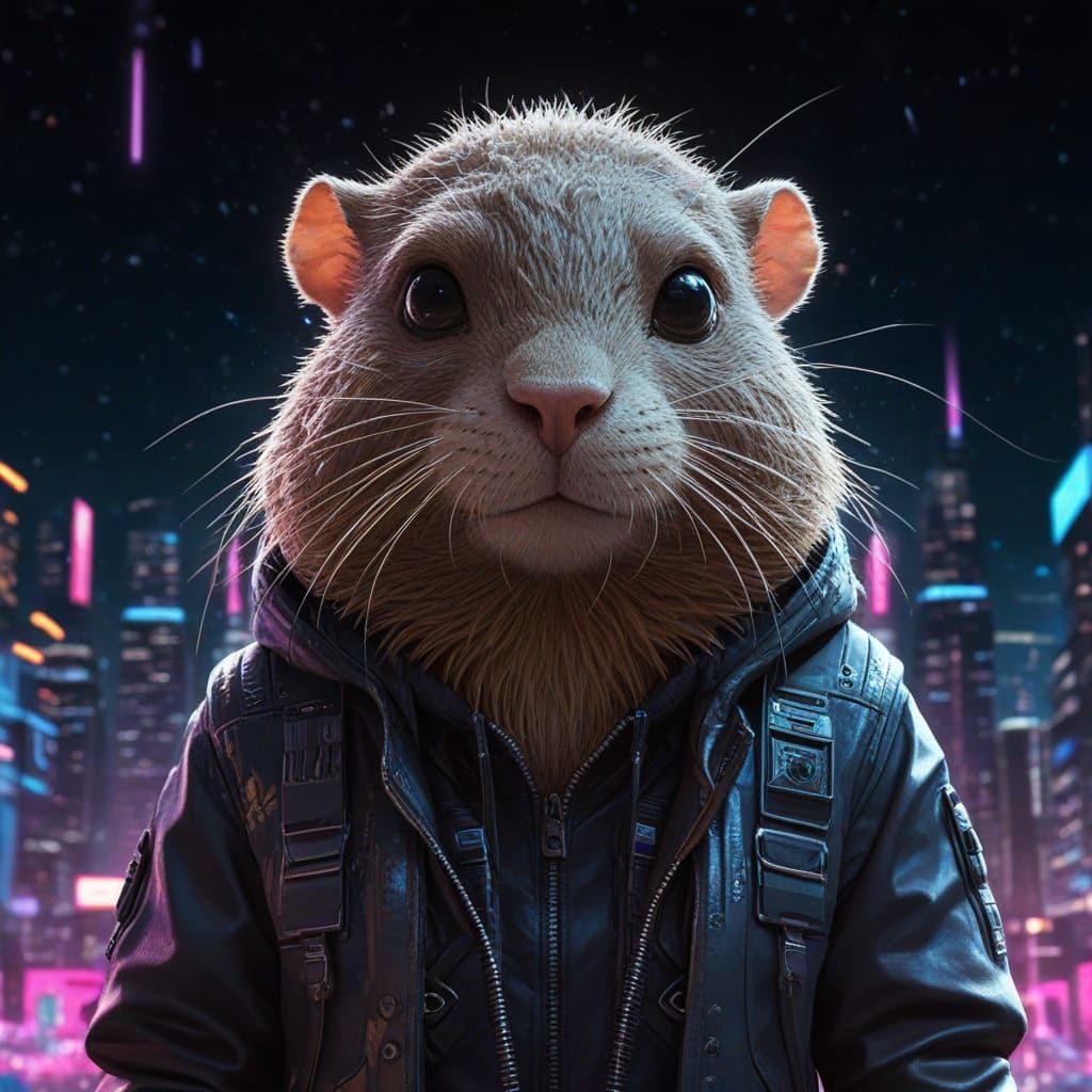 Cyberpunk Alien Muskrat Unleashed in Grok AI's Digital Realm