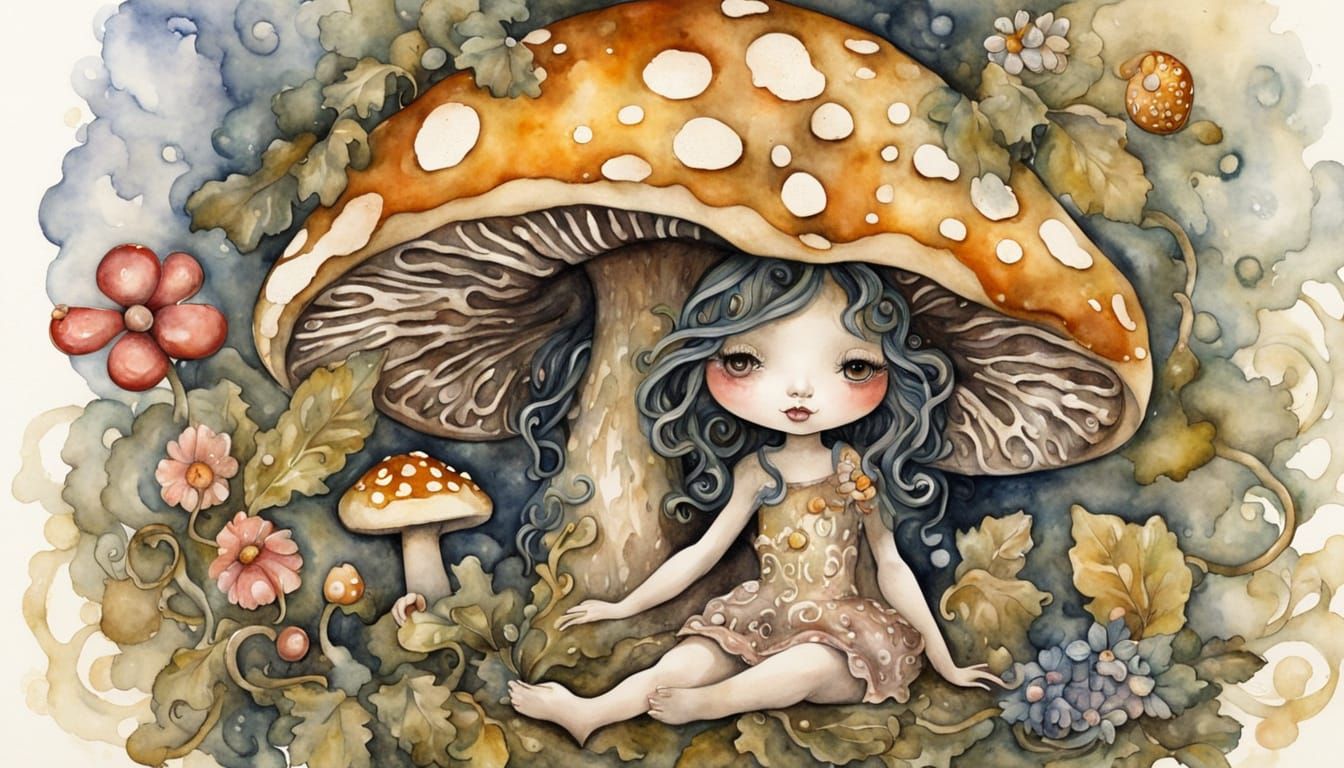Whimsical Forest Fairy in Watercolor Splash Style