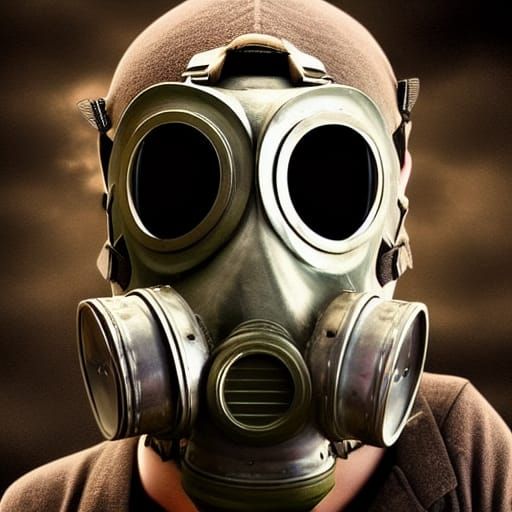 Dramatic Gas Mask in Digital Matte Painting Style