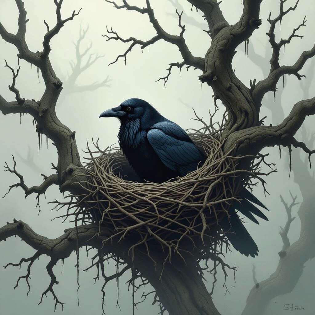 Mysterious Raven's Nest in Gothic Style