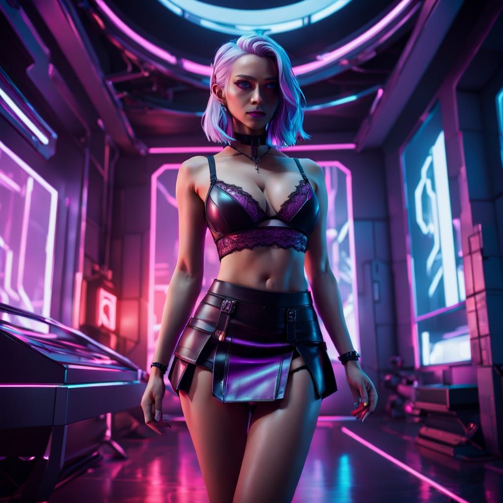 Anime Portrait in Neon-Noir Style: Seraphine Valerius