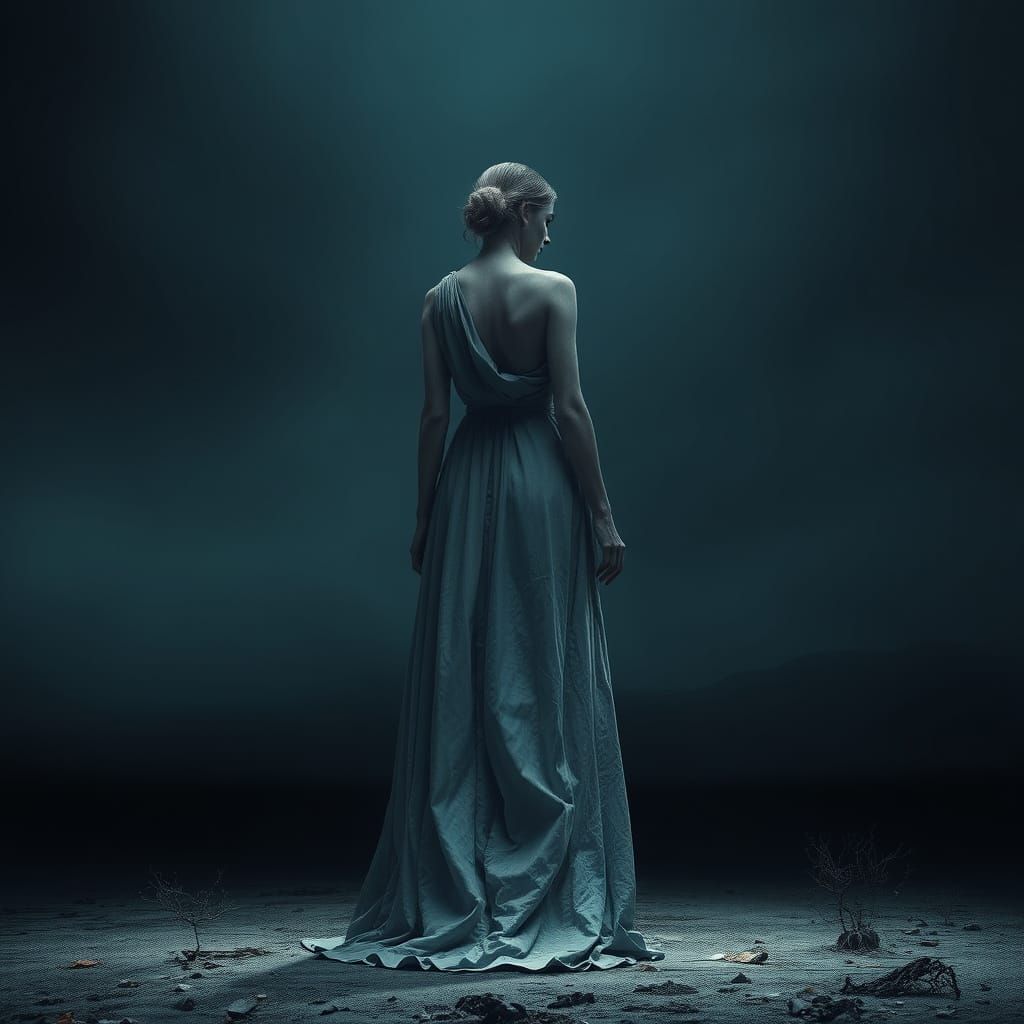 Futuristic Noir Woman Shows Her Heart