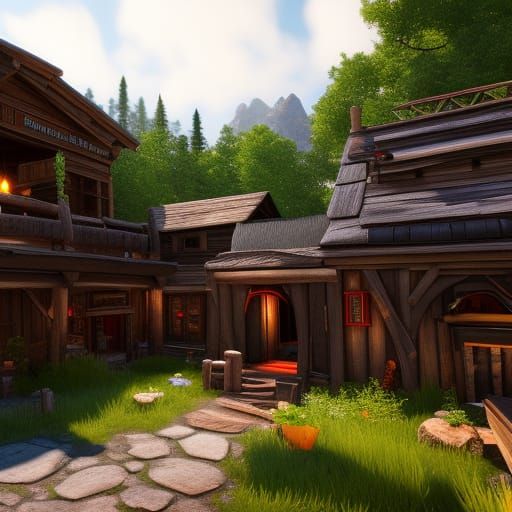 Hyperdetailed Diablo Town in Volumetric Lighting