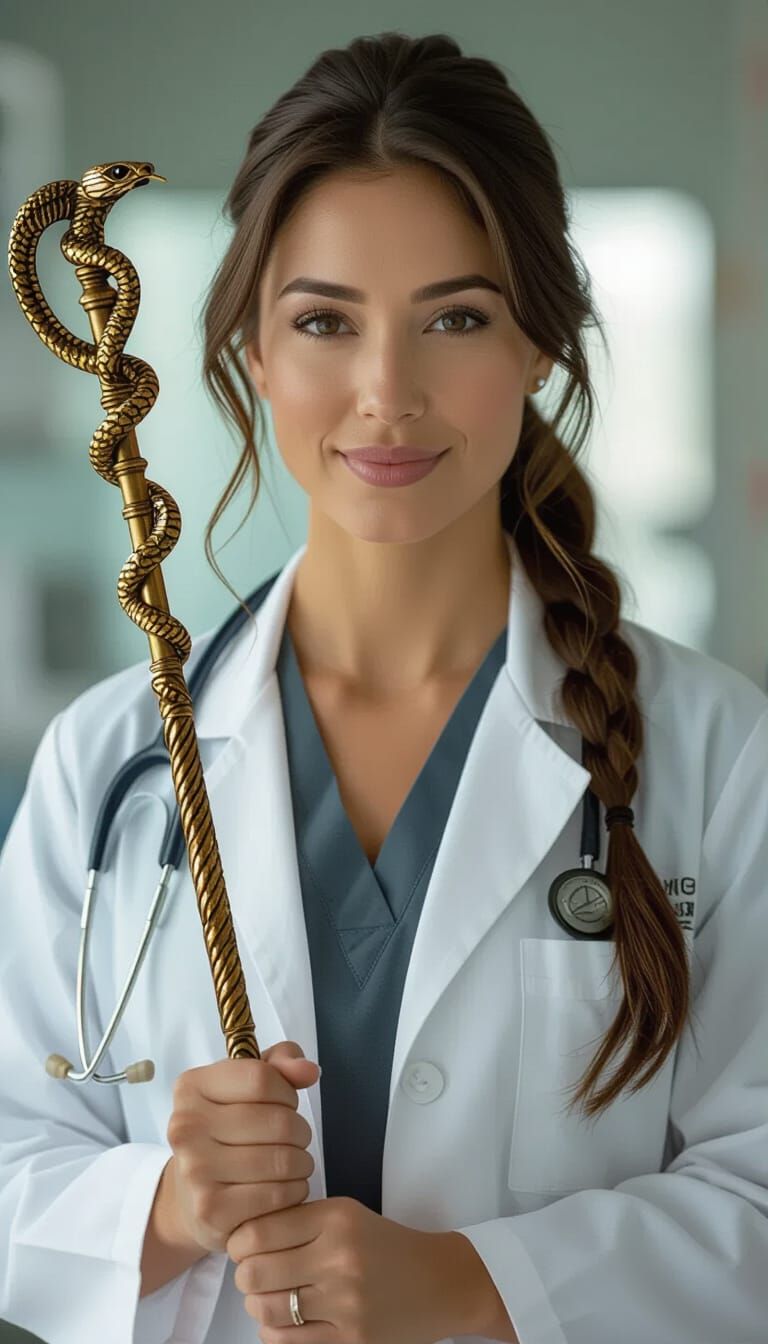 Heroic Doctor with Rod of Asclepius in National Geographic S...