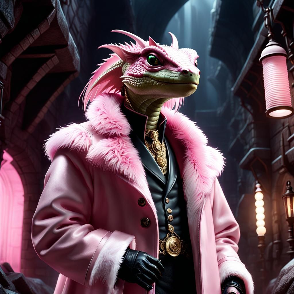 Reptilian Alien Pimp in Starkly Lit Dungeon