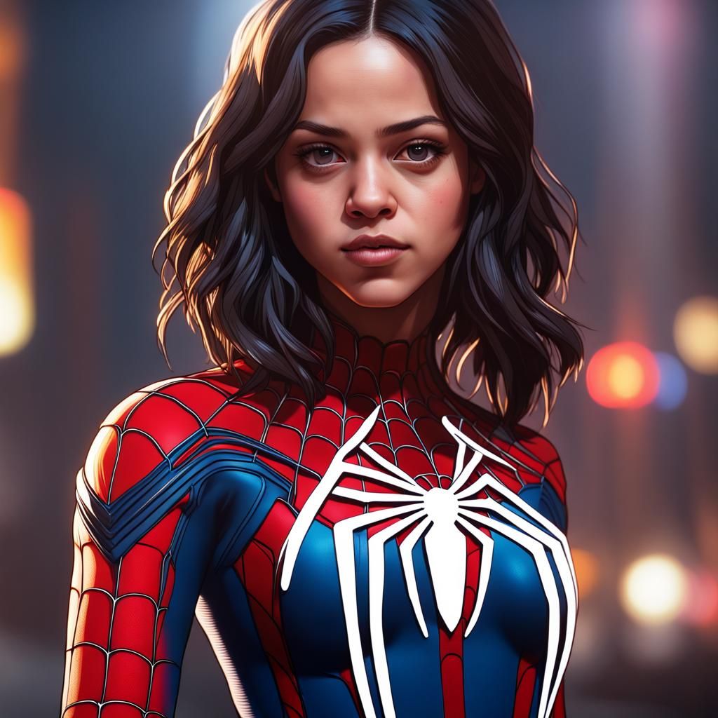 Spider-Woman Portrait in Hyperdetailed Style