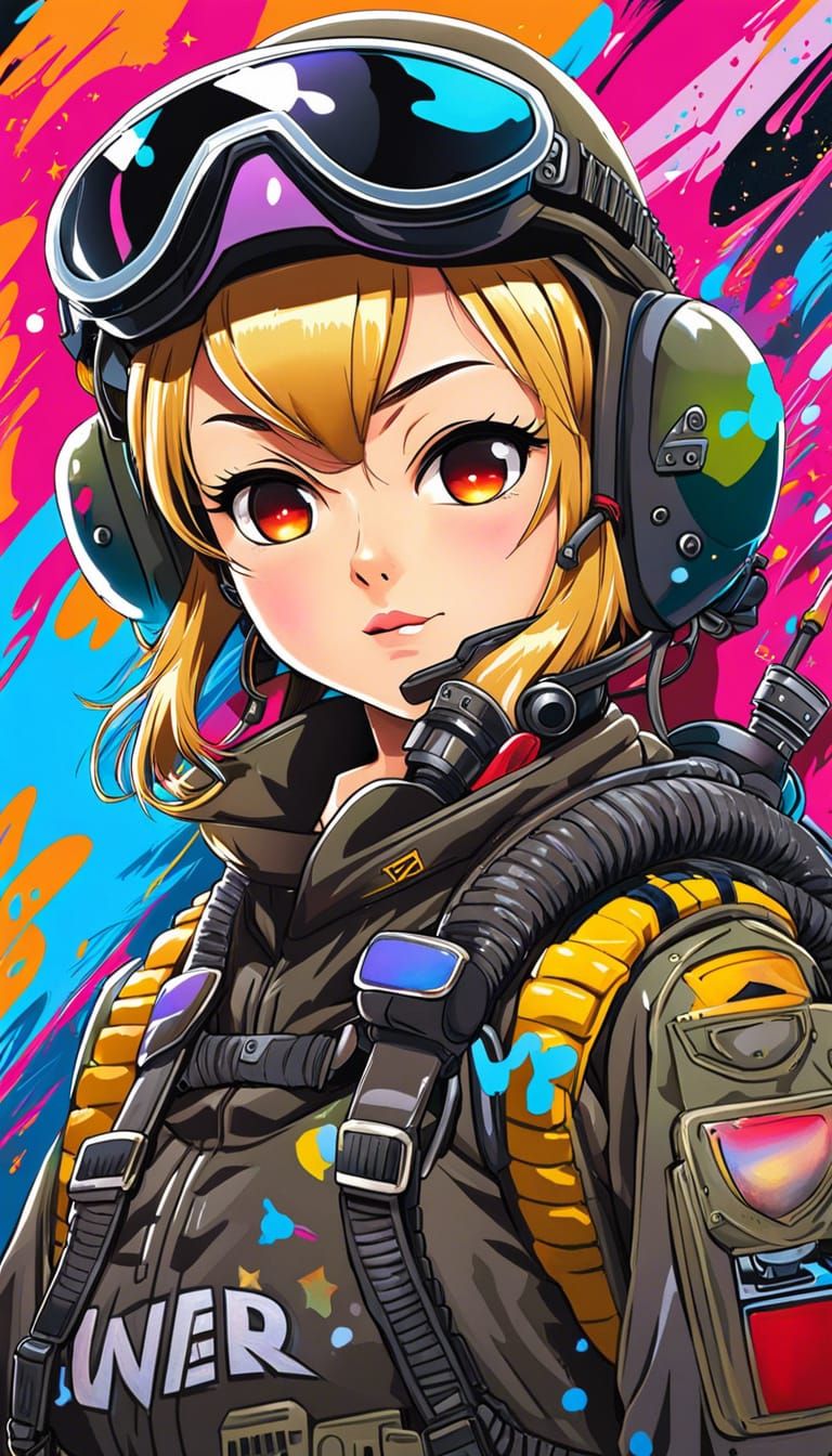 Anime Style Gunner Pilot Girl, Graffiti Art