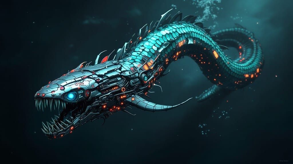 Cyborg Leviathan: Serpentine Behemoth in Ocean Depths