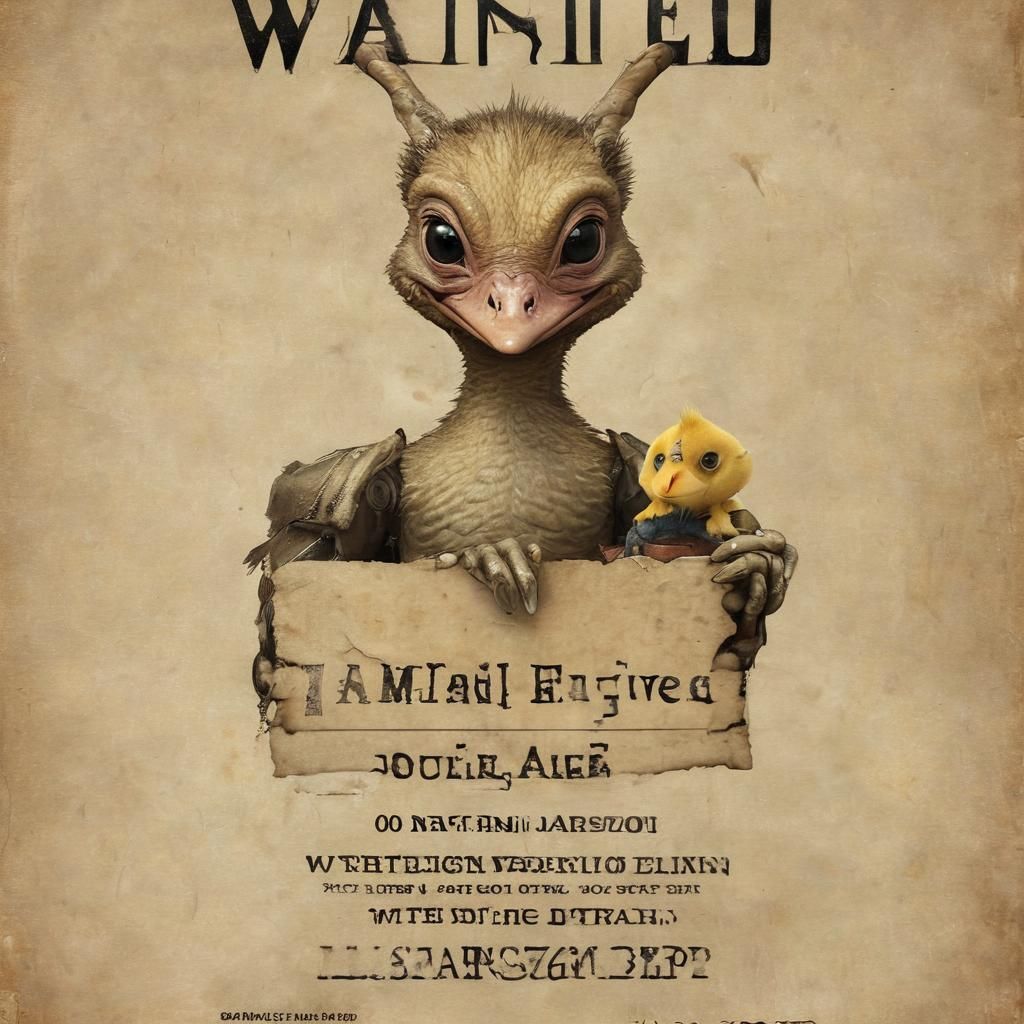 Wanted Poster: Alien Fugitive Duck Smuggler