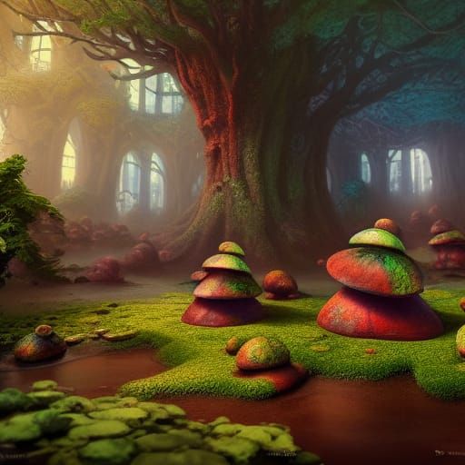 Fantastical Toadstools Ballroom: Detailed Matte Painting