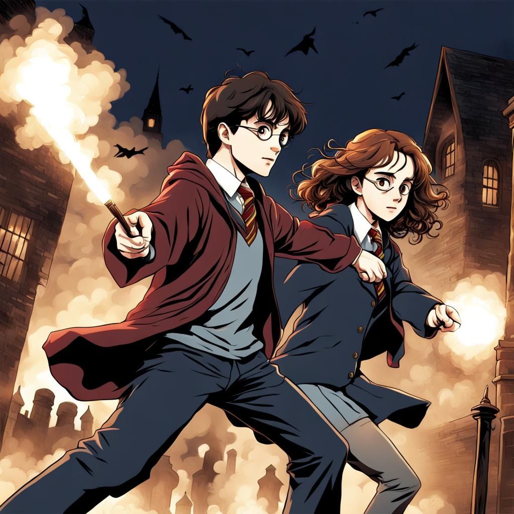 Harry Potter Anime Battle with Gangster Hermione