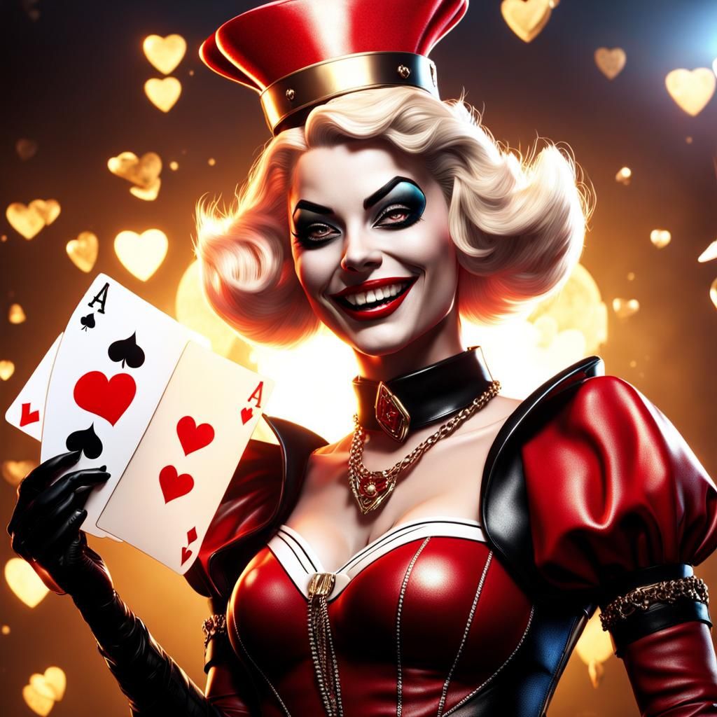 Harley Quinn as Queen of Hearts in Art Deco Style
