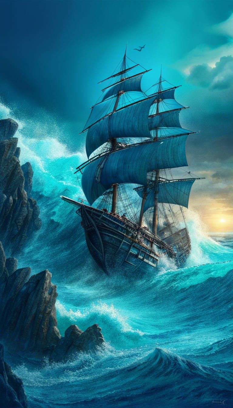 Dramatic Seascape: Castaway on a Cliff