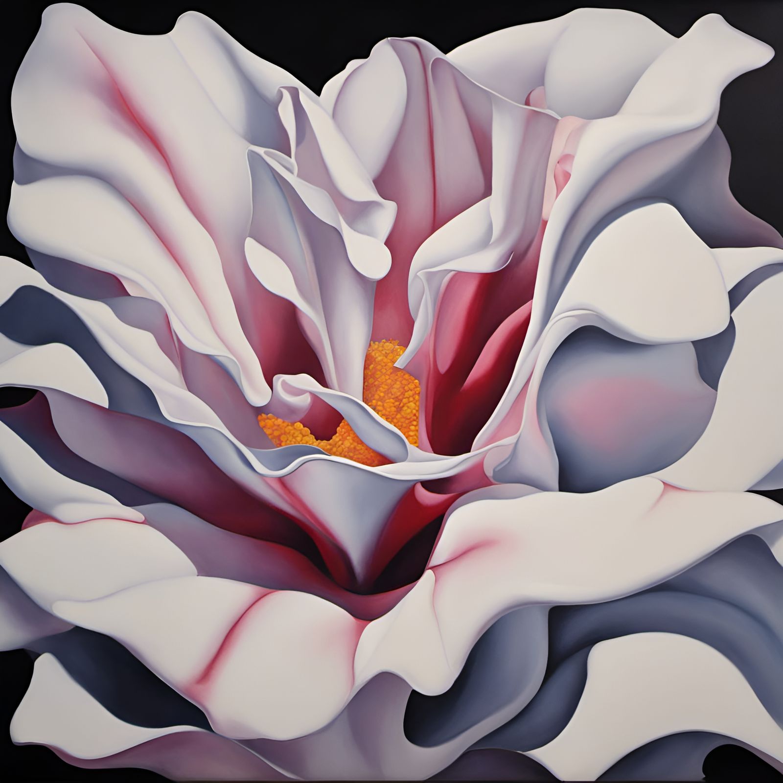 Hyperrealistic Chaotic Painting Inspired by O'Keefe