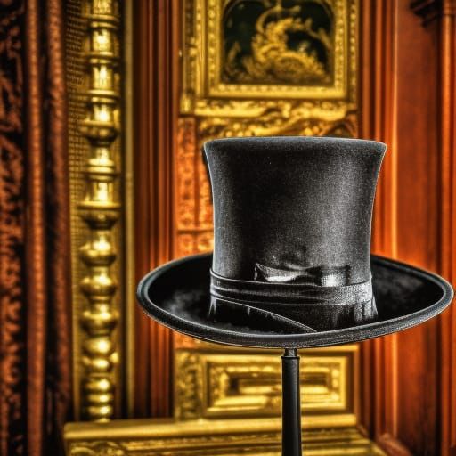 Gothic Victorian Top Hat in Hyperrealistic Style