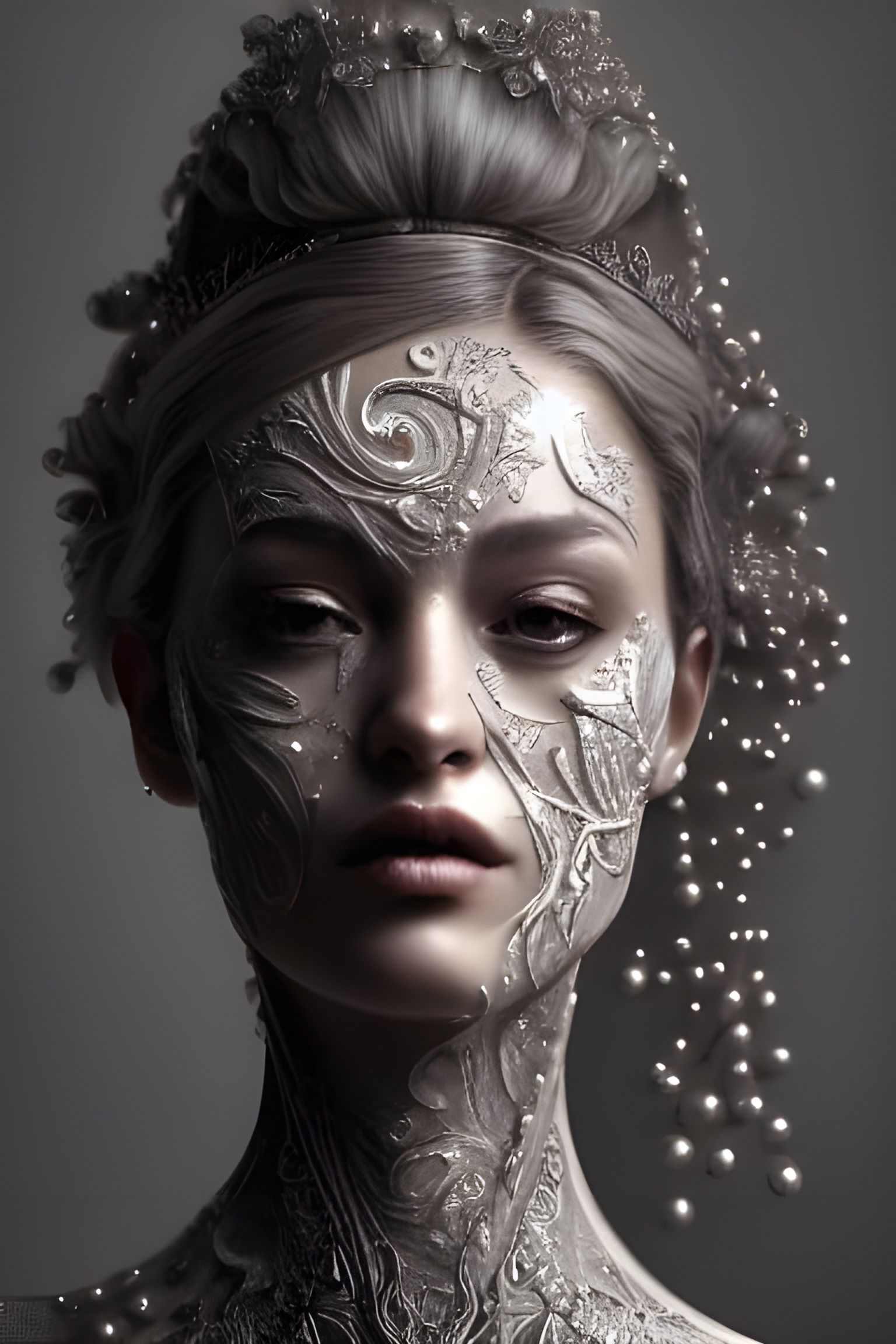 Ethereal Smoke Woman Portrait in Fantasy Art Style