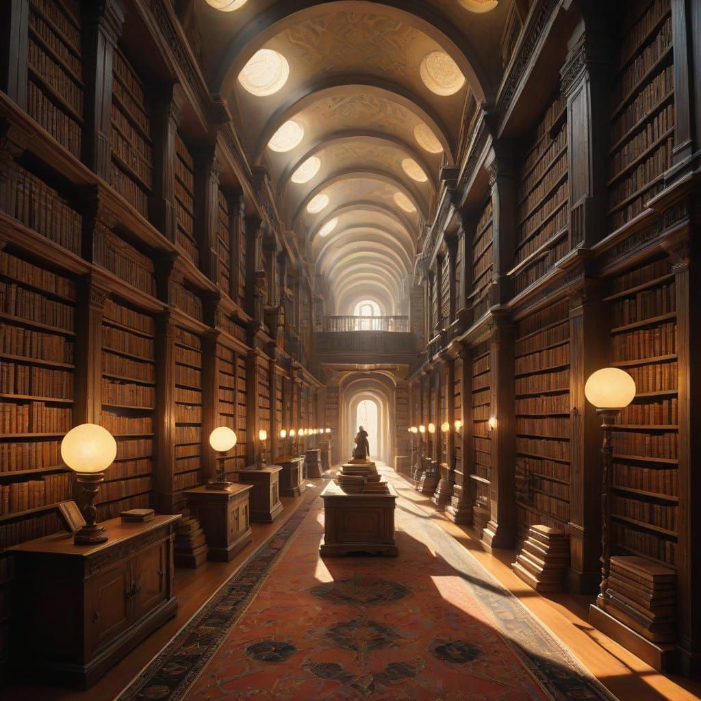 Ethereal Library in Infinite Labyrinthine Expanse
