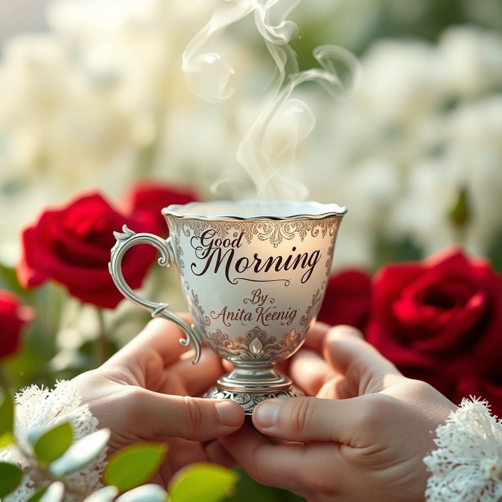 Ornate Miniature Coffee Cup with Diamond Sparkles