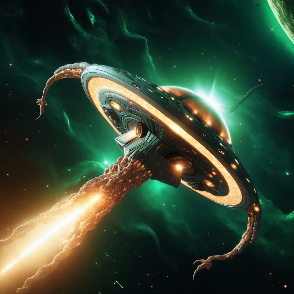 Cosmic Starship Blasts Through Vibrant Star Cluster