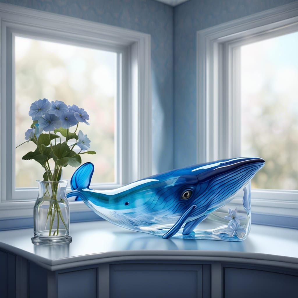 Blown Glass Blue Whale